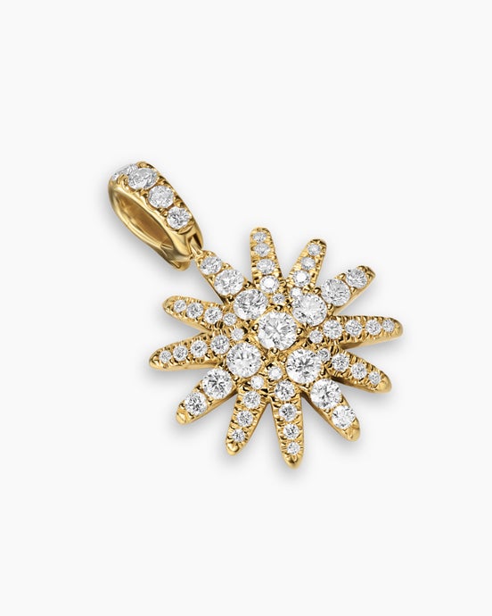 Pavé Starburst Amulet in 18K Yellow Gold with Diamonds, 15mm