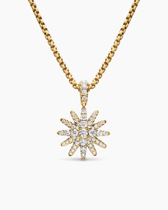 Pavé Starburst Amulet in 18K Yellow Gold with Diamonds, 15mm