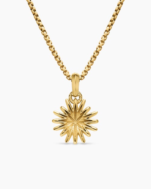 Womens Starburst Amulet in 18K Yellow Gold, 14mm