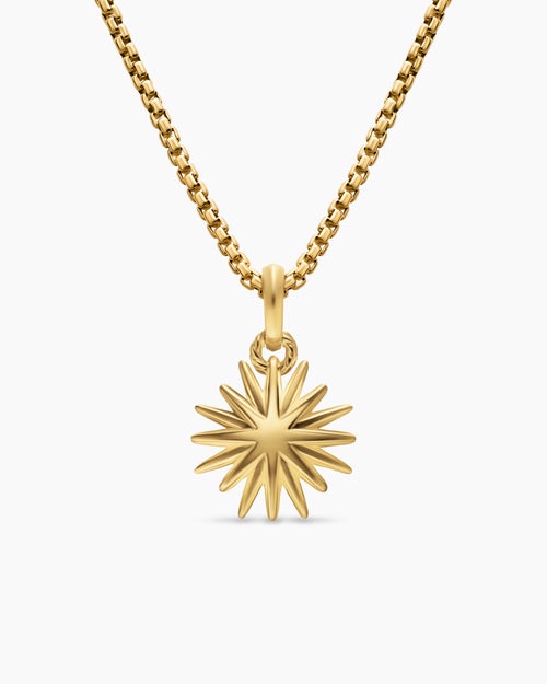Womens Starburst Amulet in 18K Yellow Gold, 14mm