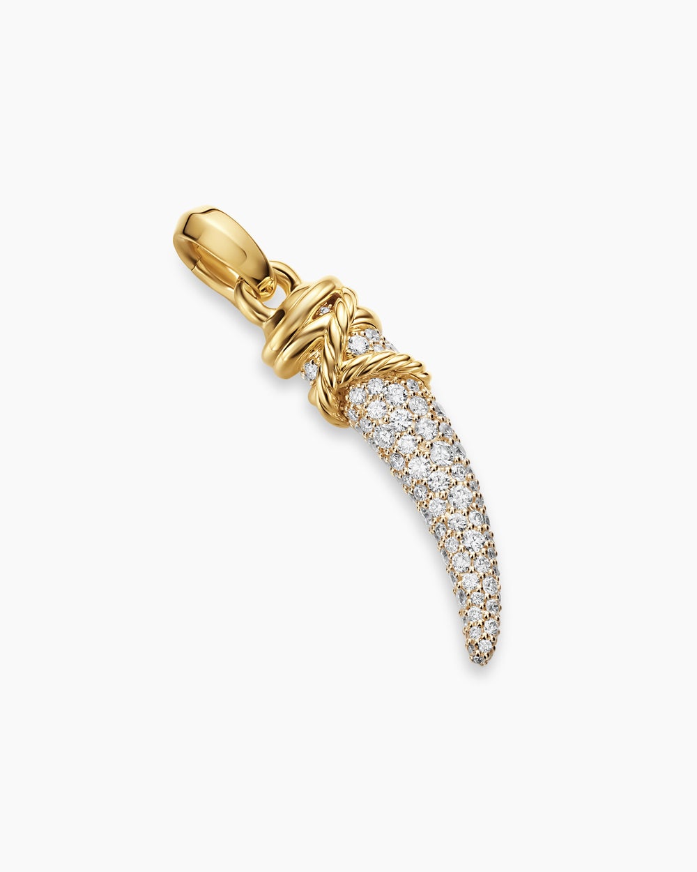 Amulette en forme de défense à pavé en or jaune 18 carats avec diamants, 28,8 mm femmes