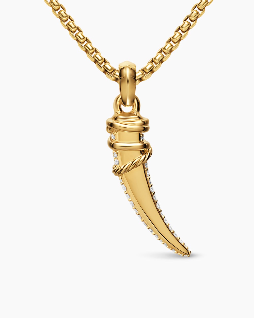 Amulette en forme de défense à pavé en or jaune 18 carats avec diamants, 28,8 mm femmes