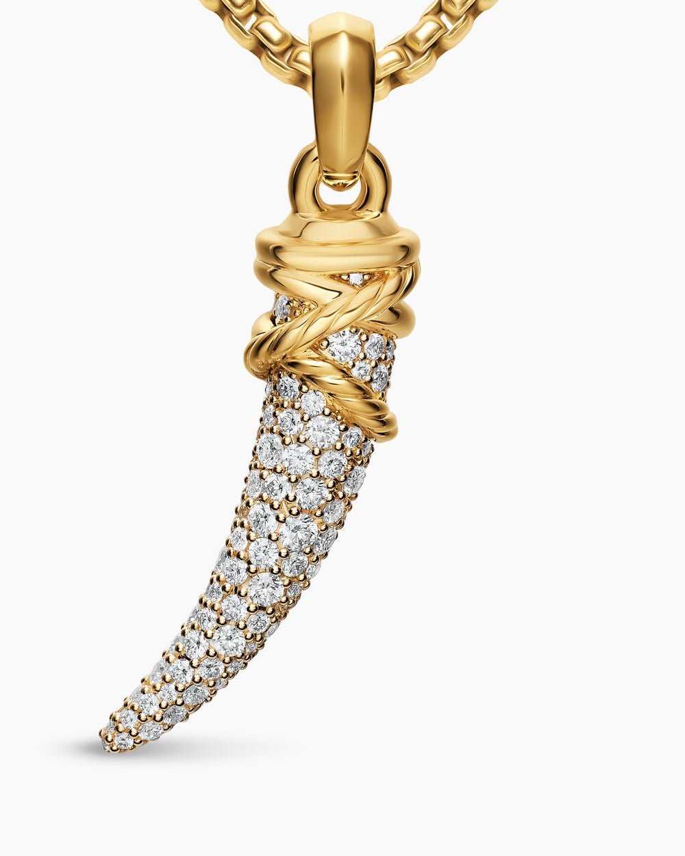 Amulette en forme de défense à pavé en or jaune 18 carats avec diamants, 28,8 mm femmes