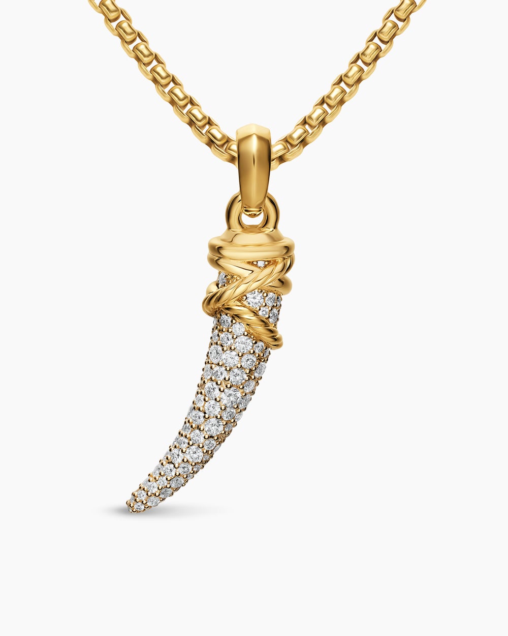 Amulette en forme de défense à pavé en or jaune 18 carats avec diamants, 28,8 mm femmes