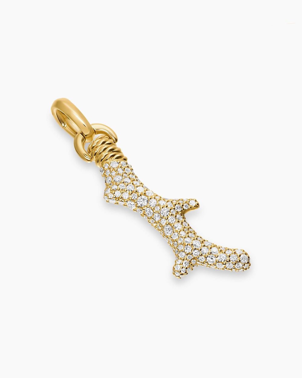 Amulette Corail pavée en or jaune 18 carats, 35 mm femme
