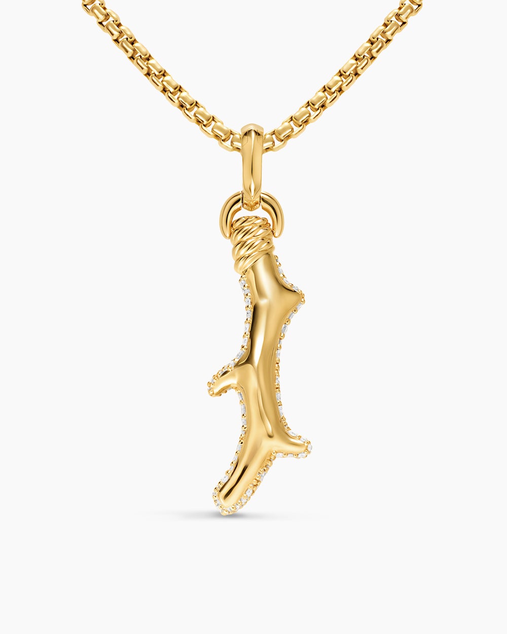 Amulette Corail pavée en or jaune 18 carats, 35 mm femme