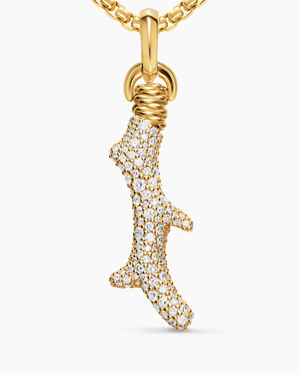 Amulette Corail pavée en or jaune 18 carats, 35 mm femme