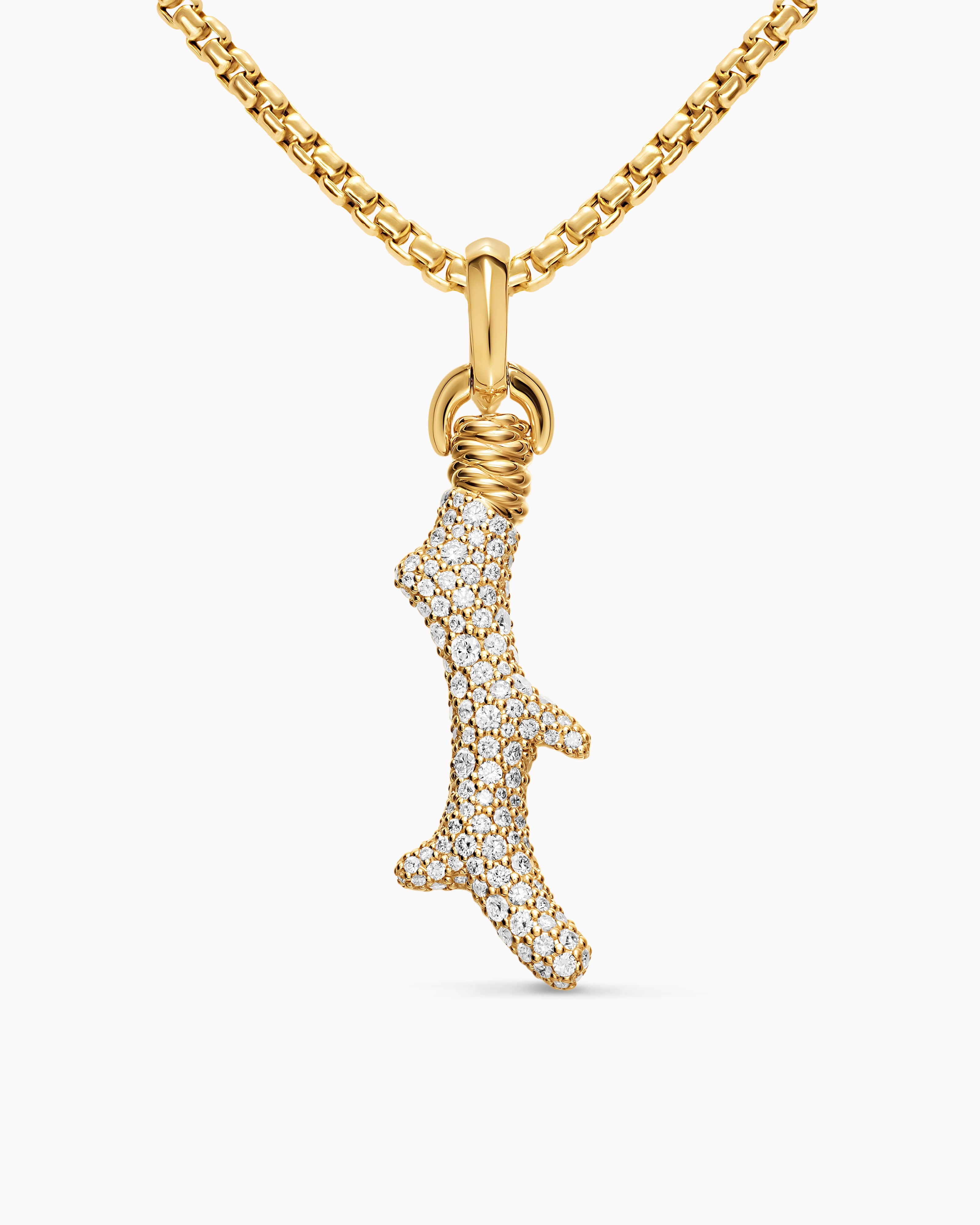 Amulette Corail pav&eacute;e en or jaune 18 carats, 35 mm femme 