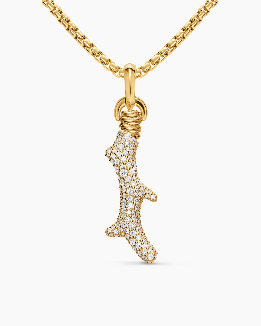 Amulette Corail pavée en or jaune 18 carats, 35 mm femme