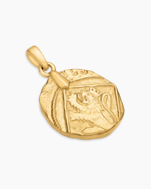 Mens Shipwreck Coin Amulet in 18K Yellow Gold, 28.4mm