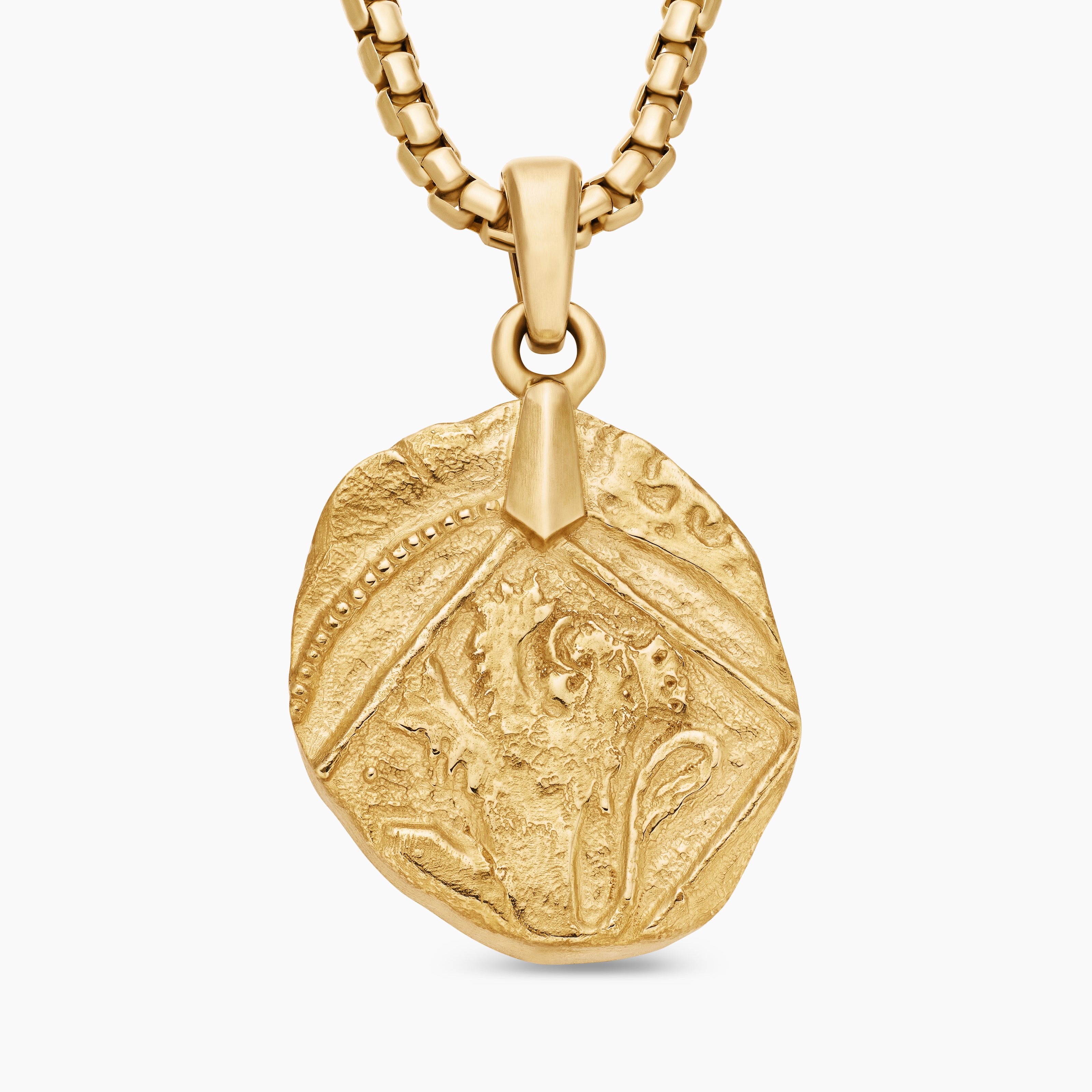 Mens Shipwreck Coin Amulet in 18K Yellow Gold, 28.4mm