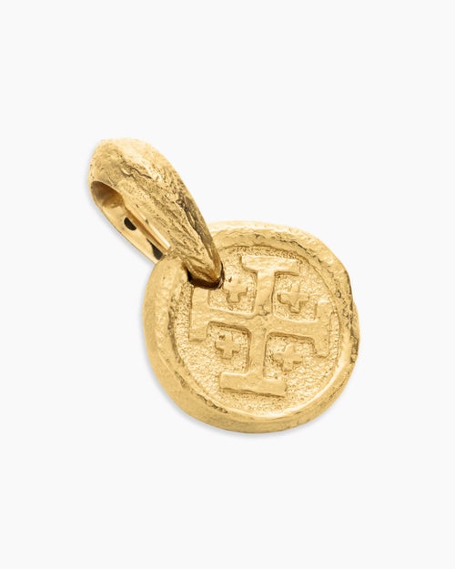 Mens Shipwreck Coin Amulet in 18K Yellow Gold, 10.5mm