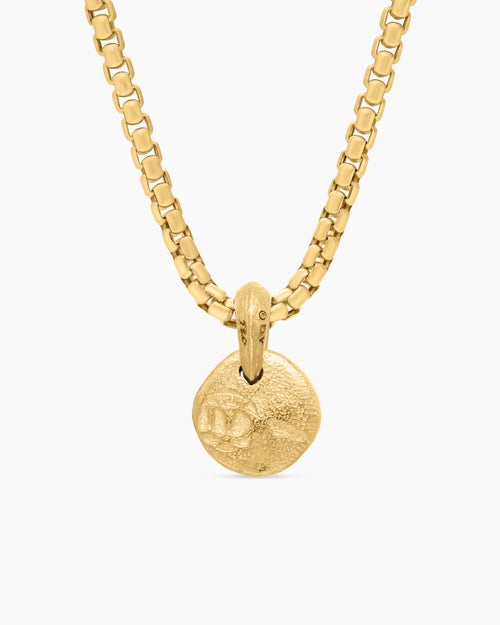 Mens Shipwreck Coin Amulet in 18K Yellow Gold with Cognac Diamonds, 10.5mm