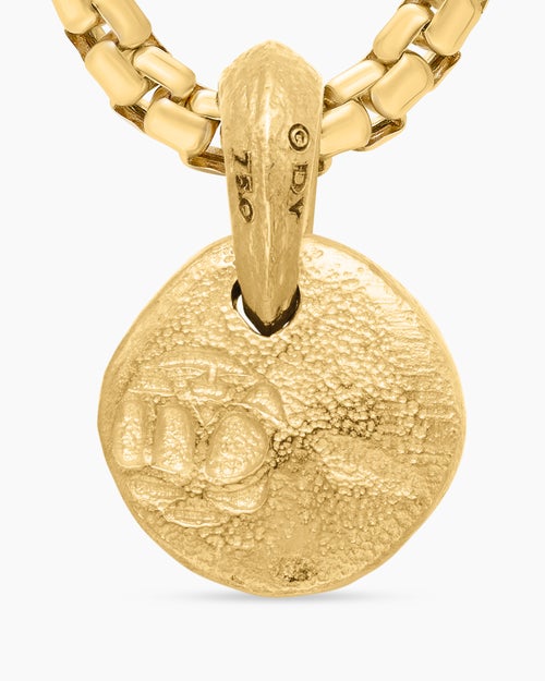 Mens Shipwreck Coin Amulet in 18K Yellow Gold with Cognac Diamonds, 10.5mm