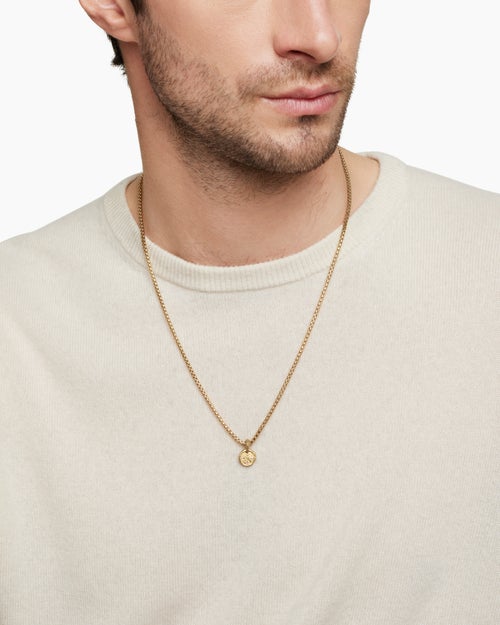 Mens Shipwreck Coin Amulet in 18K Yellow Gold with Cognac Diamonds, 10.5mm