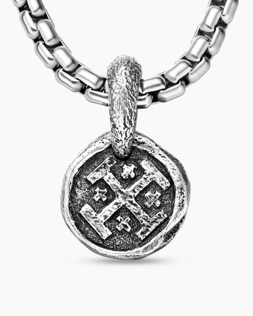 Mens Shipwreck Coin Amulet in Sterling Silver, 10.5mm