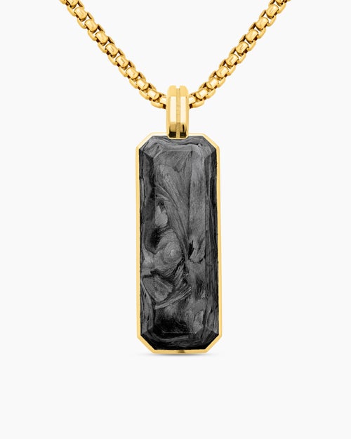 Mens Streamline® Ingot Amulet in 18K Yellow Gold with Forged Carbon, 43mm