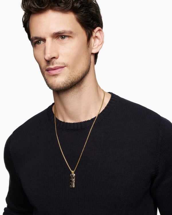 Streamline® Ingot Amulet in 18K Yellow Gold with Forged Carbon, 43mm