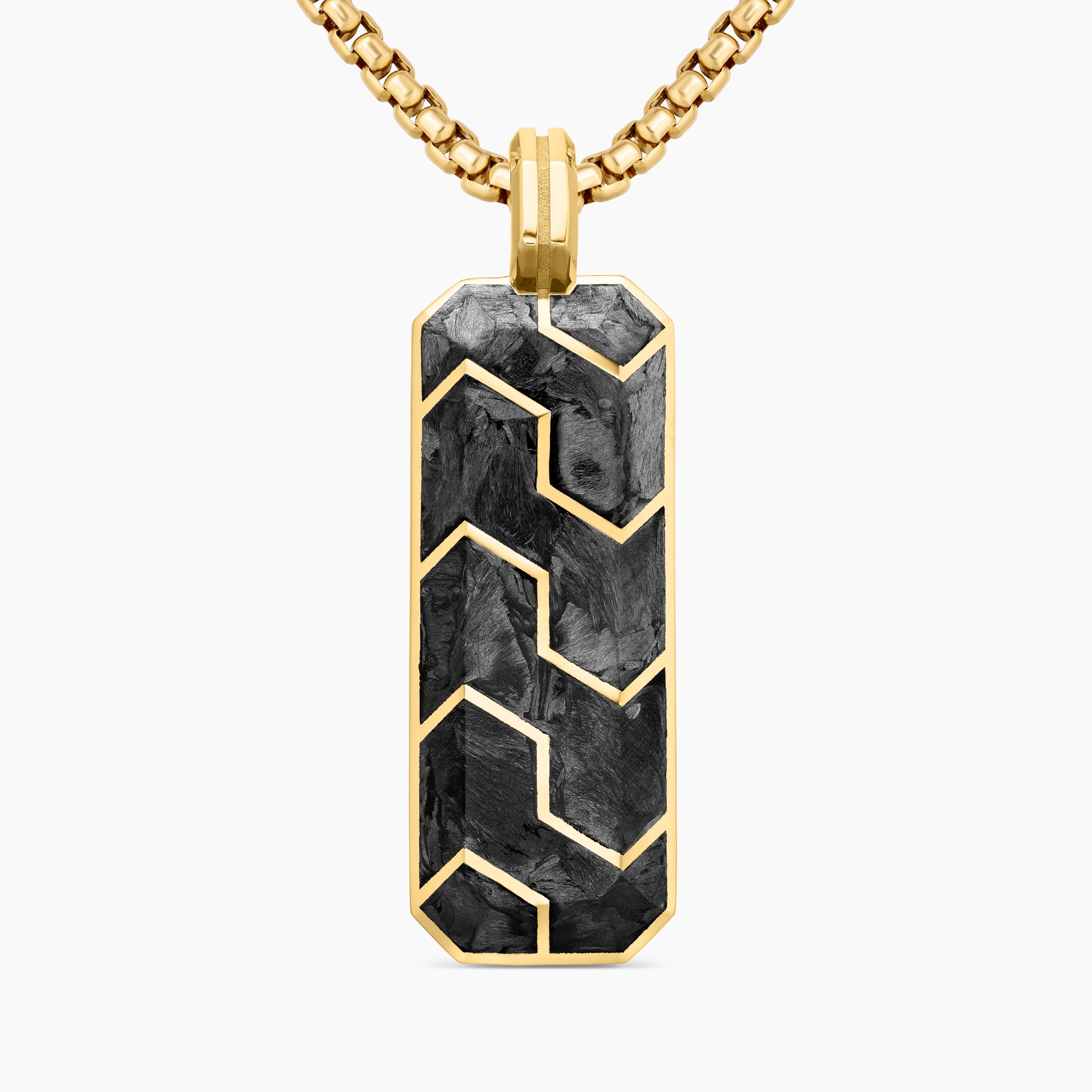 Mens Streamline&reg; Ingot Amulet in 18K Yellow Gold with Forged Carbon, 43mm