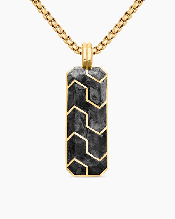 Streamline® Ingot Amulet in 18K Yellow Gold with Forged Carbon, 43mm
