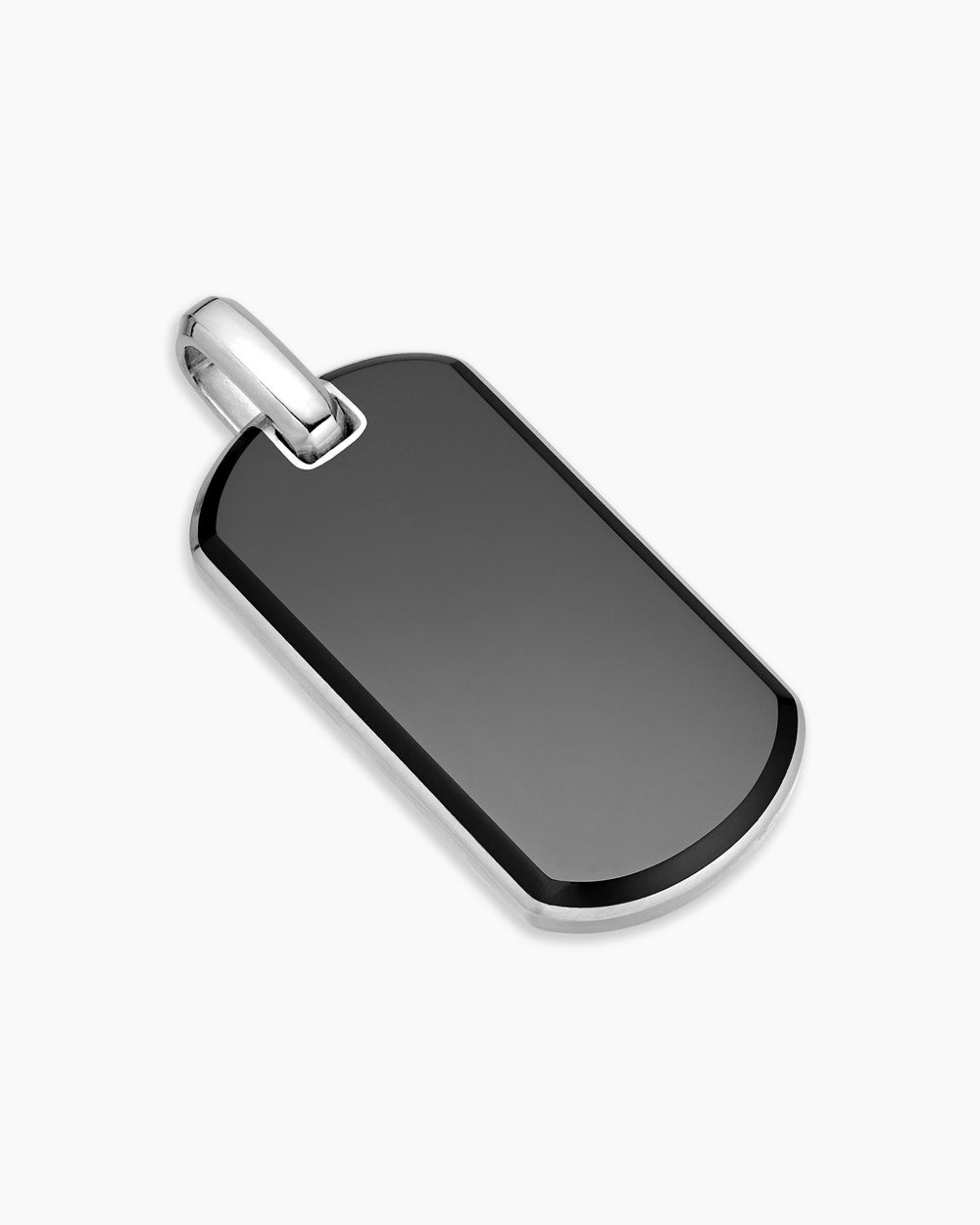 Médaille Chevron en argent massif avec onyx noir, 42 mm homme