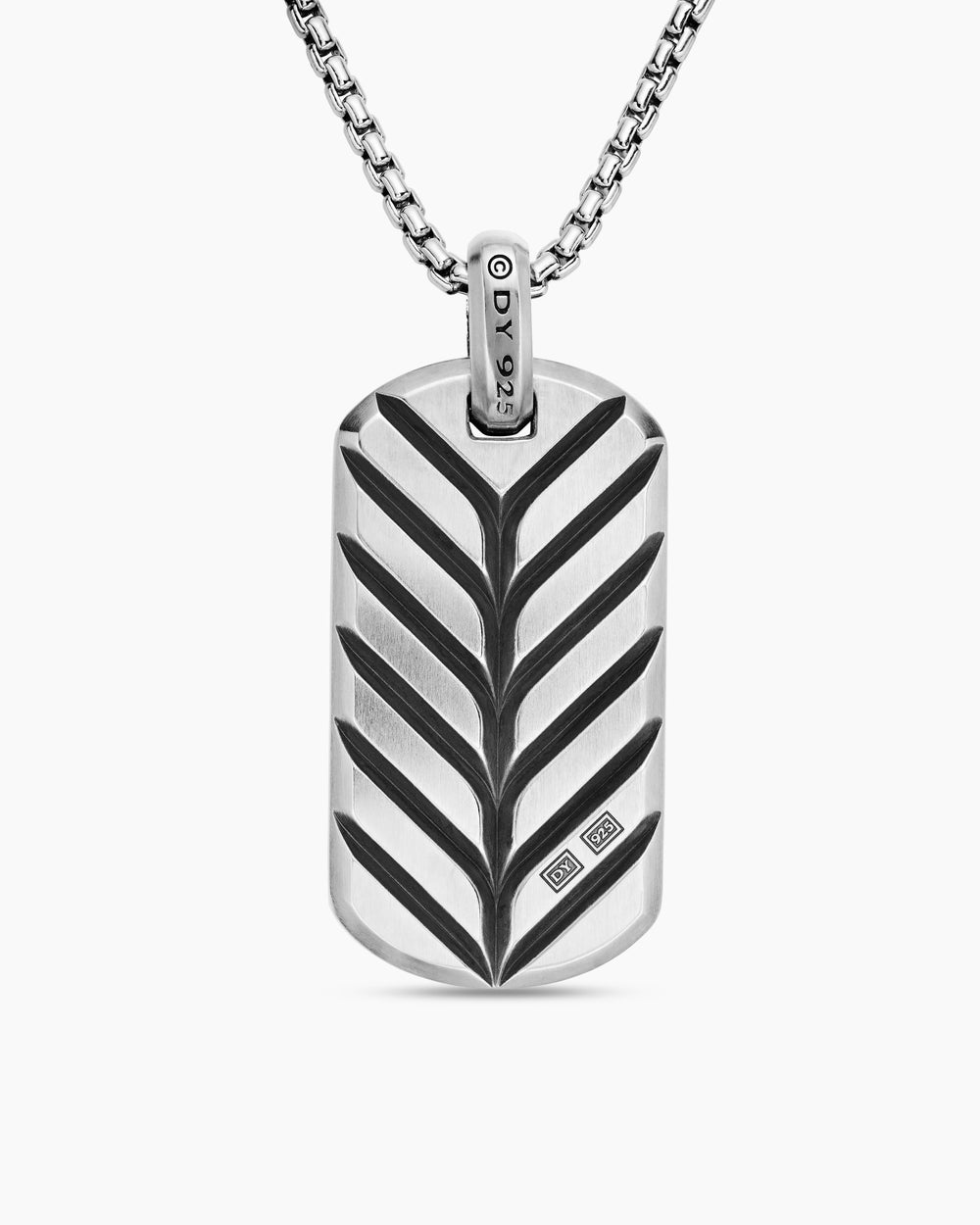 Médaille Chevron en argent massif avec onyx noir, 42 mm homme