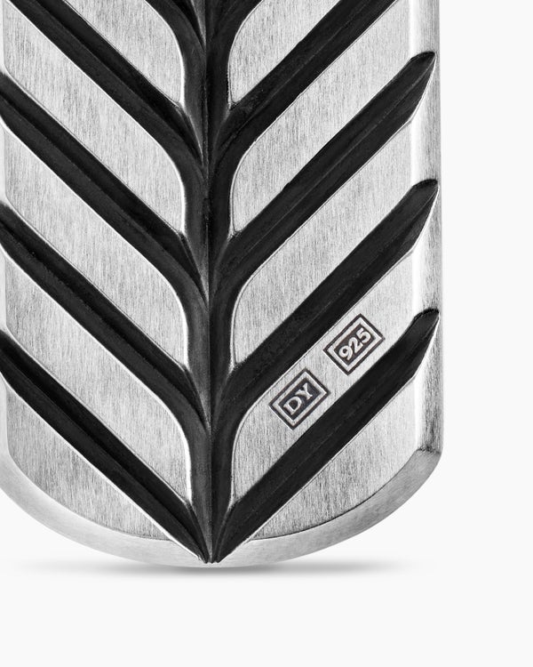 Chevron Tag in Sterling Silver with Black Onyx, 42mm