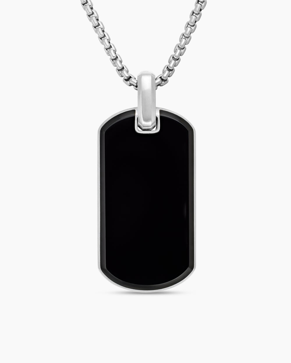 Médaille Chevron en argent massif avec onyx noir, 42 mm homme