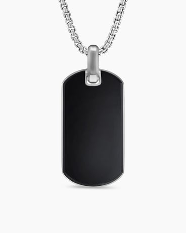 Chevron Tag in Sterling Silver with Black Onyx, 42mm