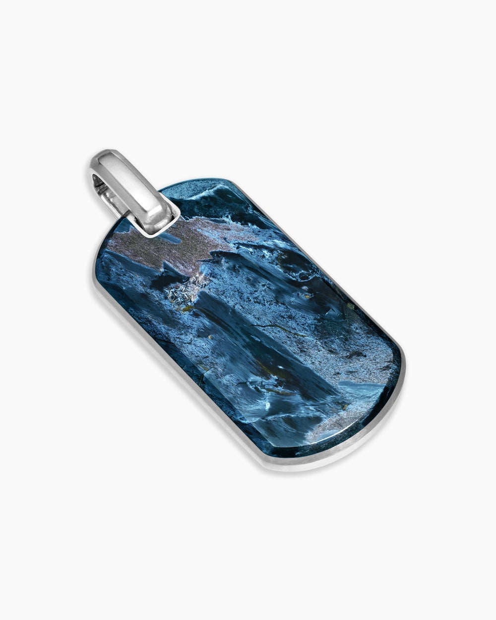 Médaille Chevron en argent massif avec piétersite, 42 mm homme