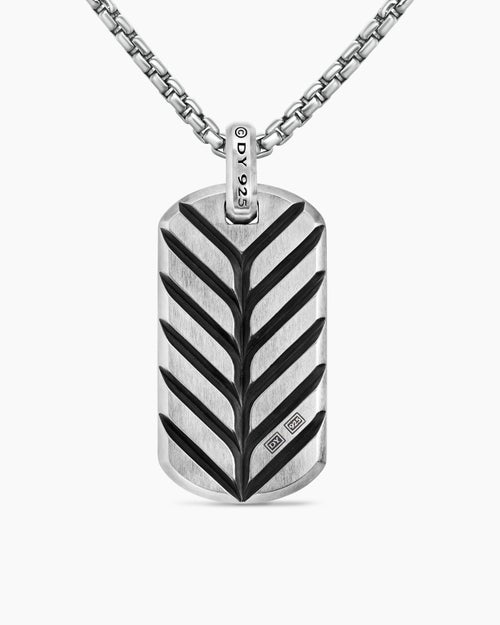Mens Chevron Tag in Sterling Silver with Pietersite, 42mm