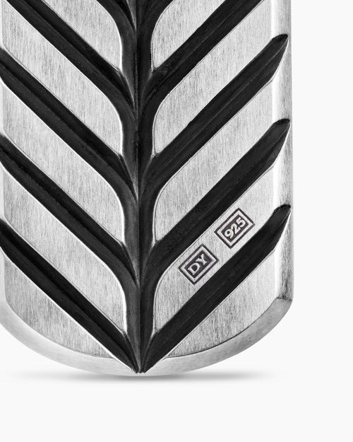 Mens Chevron Tag in Sterling Silver with Pietersite, 42mm