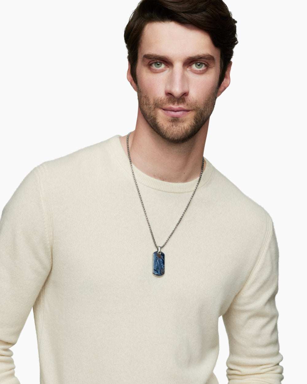 Médaille Chevron en argent massif avec piétersite, 42 mm homme