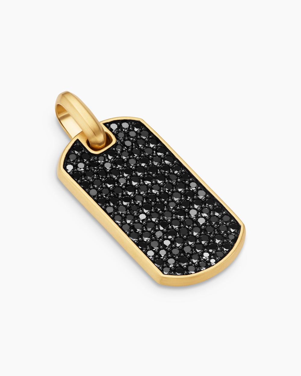 Médaille Chevron en or jaune 18 carats avec diamants noirs, 35 mm hommes