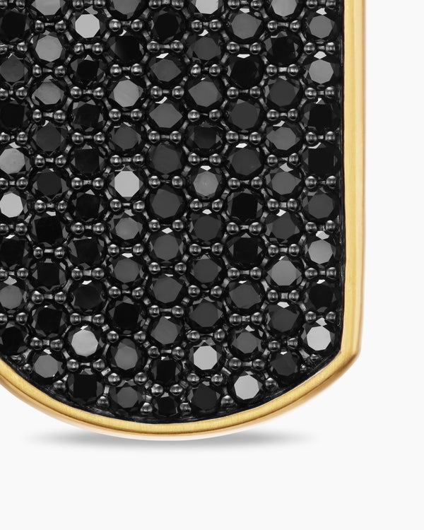 Médaille Chevron en or jaune 18 carats avec diamants noirs, 35 mm