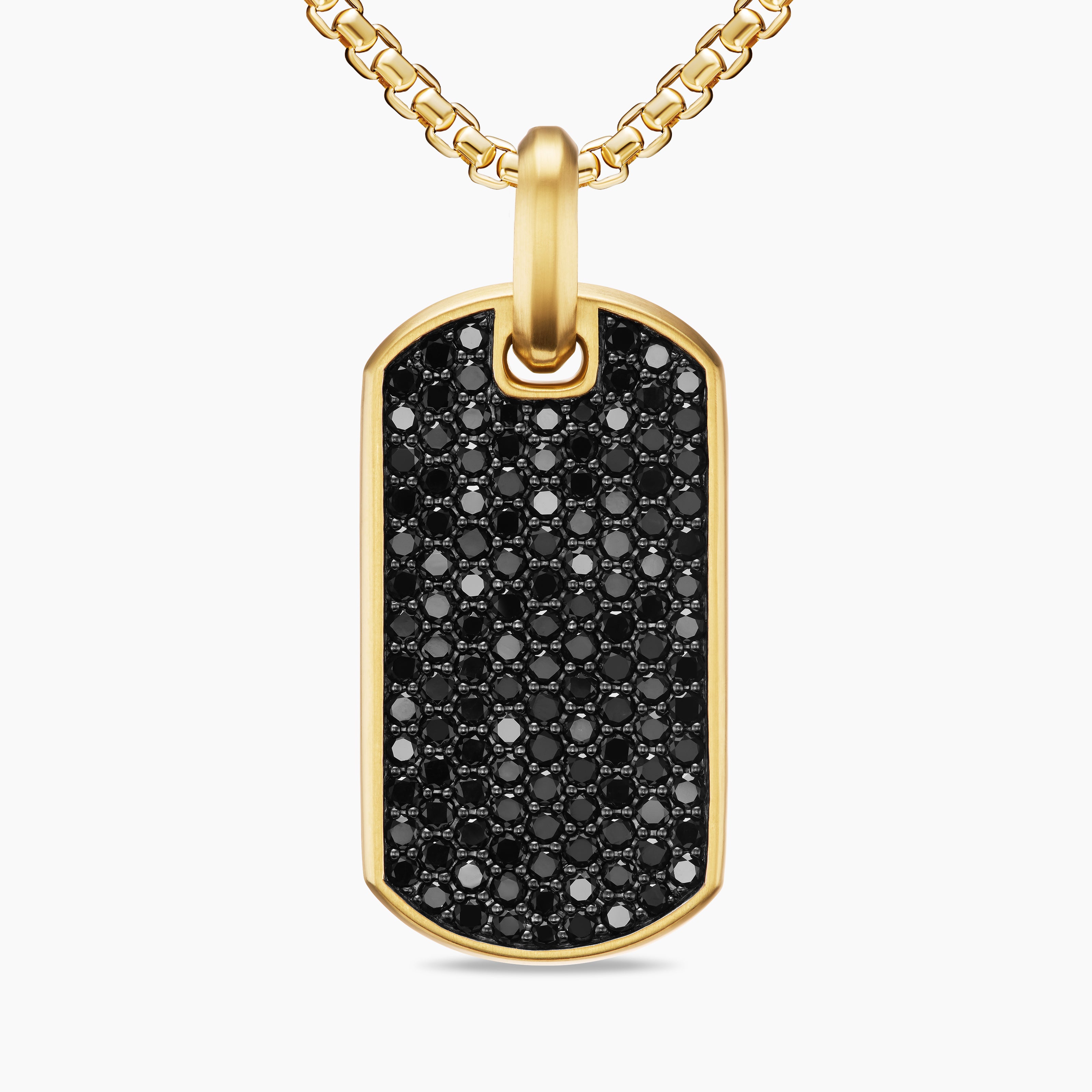 M&eacute;daille Chevron en or jaune 18 carats avec diamants noirs, 35 mm hommes 