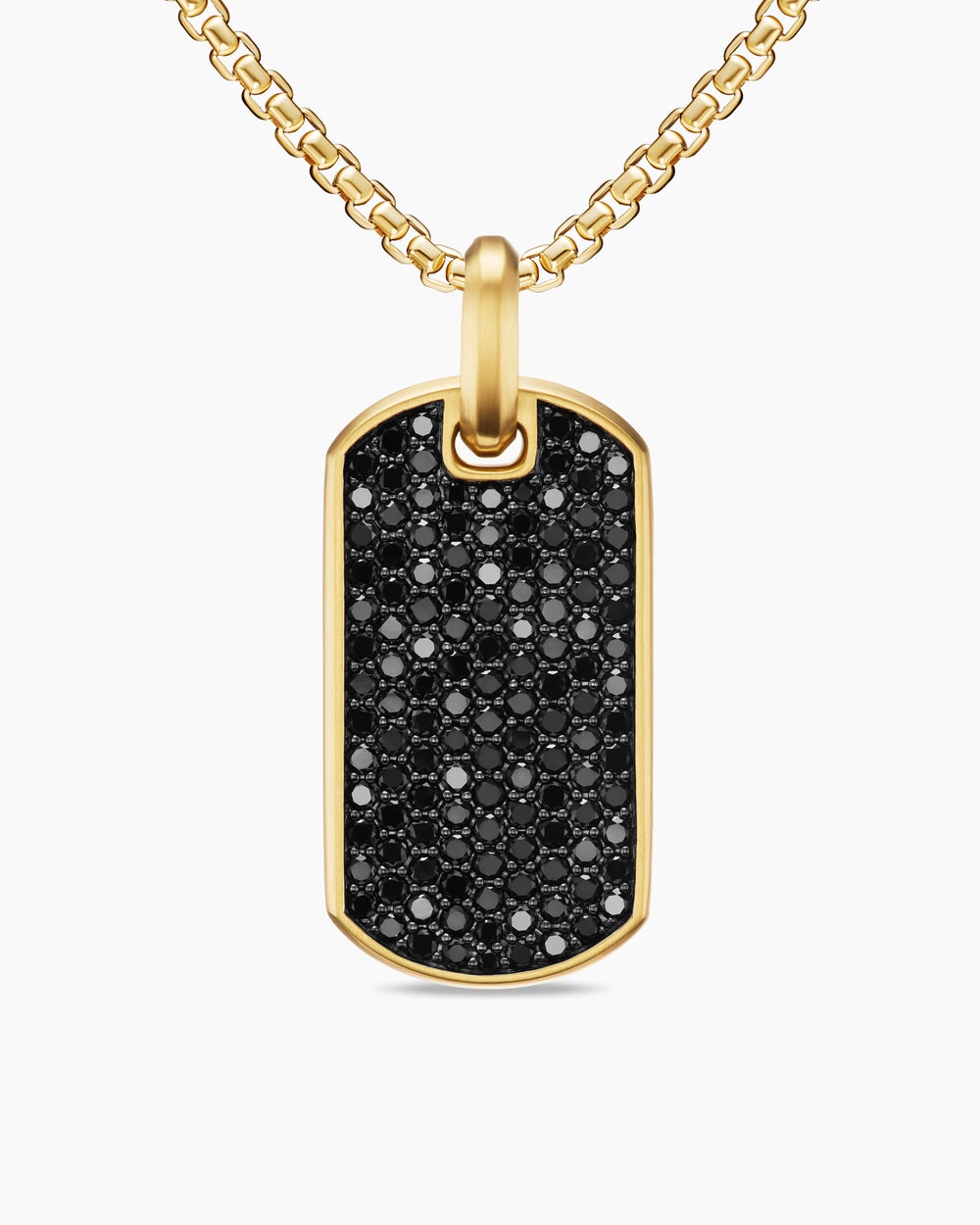 Médaille Chevron en or jaune 18 carats avec diamants noirs, 35 mm hommes