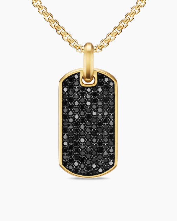 Médaille Chevron en or jaune 18 carats avec diamants noirs, 35 mm