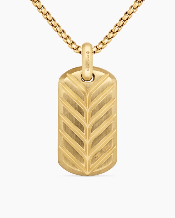 Chevron Tag in 18K Yellow Gold with Diamonds, 35mm
