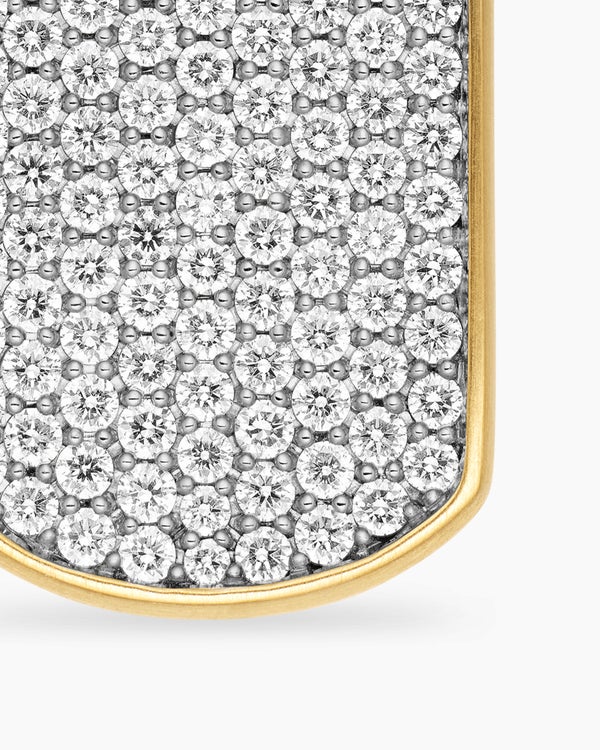 Chevron Tag in 18K Yellow Gold with Diamonds, 35mm