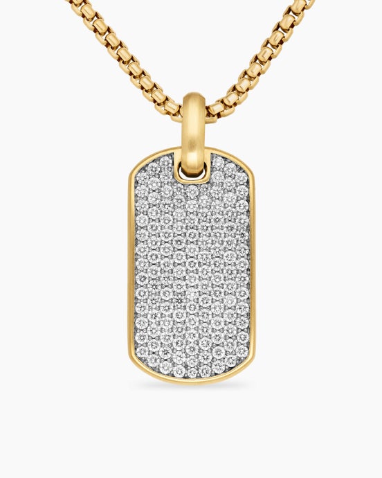 Chevron Tag in 18ct Yellow Gold with Diamonds, 35mm
