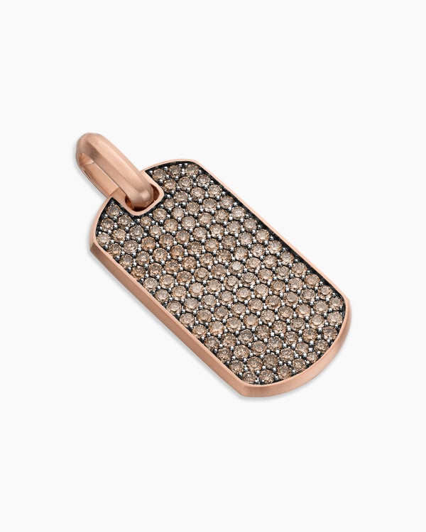 Chevron Tag in 18K Rose Gold with Cognac Diamonds, 35mm