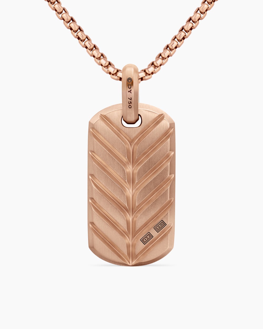 Médaille Chevron en or rose 18 carats avec diamants cognac, 35 mm hommes