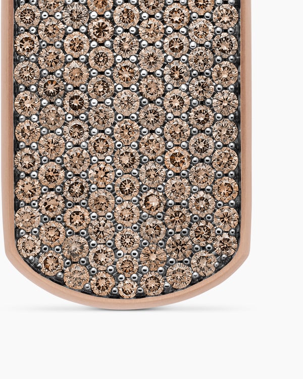 Chevron Tag in 18K Rose Gold with Cognac Diamonds, 35mm