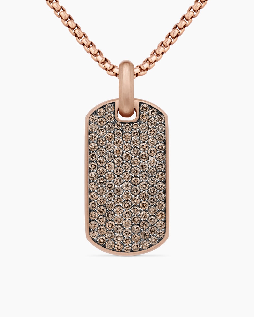 Médaille Chevron en or rose 18 carats avec diamants cognac, 35 mm hommes