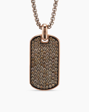 Chevron Tag in 18K Rose Gold with Cognac Diamonds, 35mm