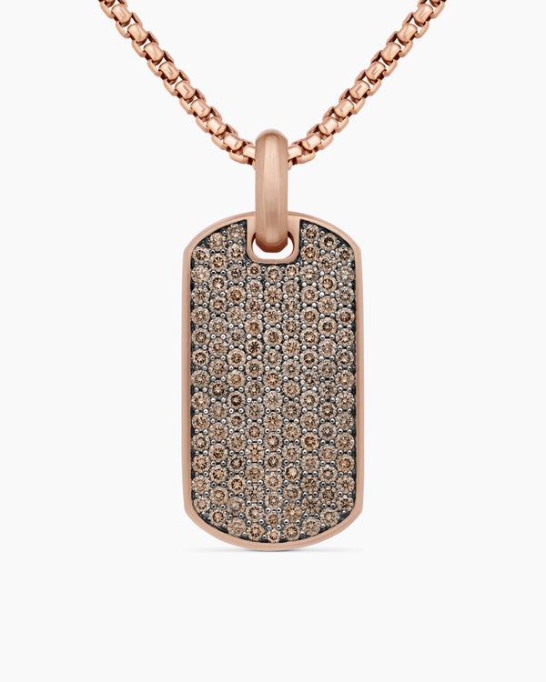 Chevron Tag in 18K Rose Gold with Cognac Diamonds, 35mm