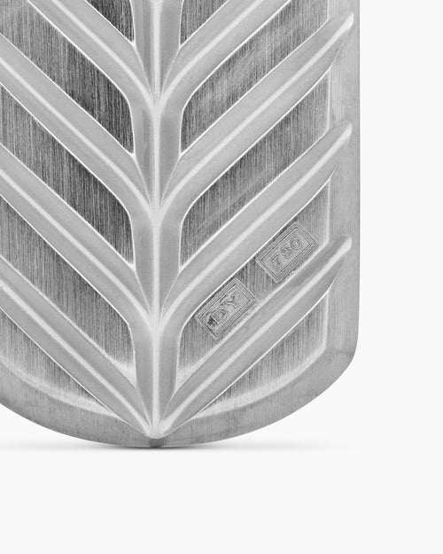 Mens Chevron Tag in 18K White Gold with Paraiba Tourmalines, 35mm