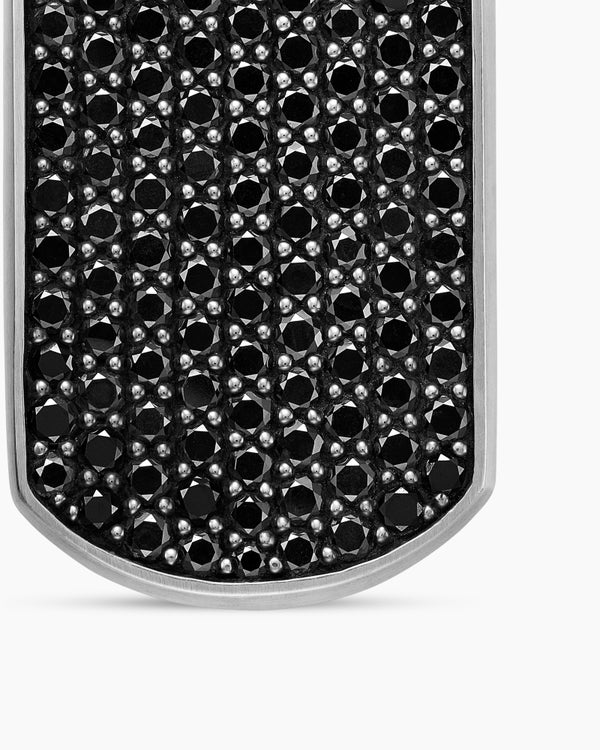 Chevron Tag in Sterling Silver with Black Diamonds, 35mm