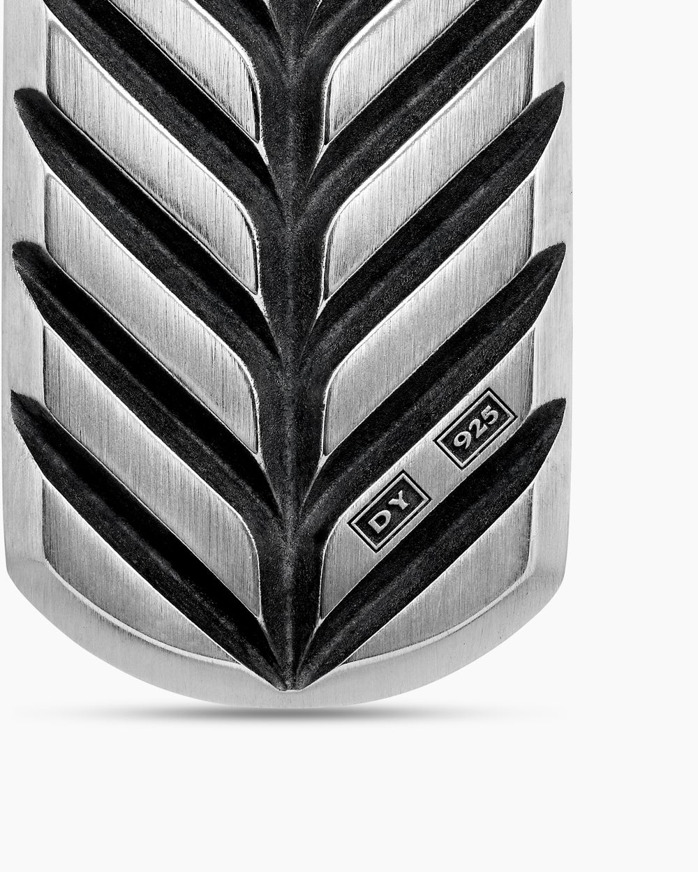 Médaille Chevron en argent sterling avec diamants noirs, 35 mm hommes